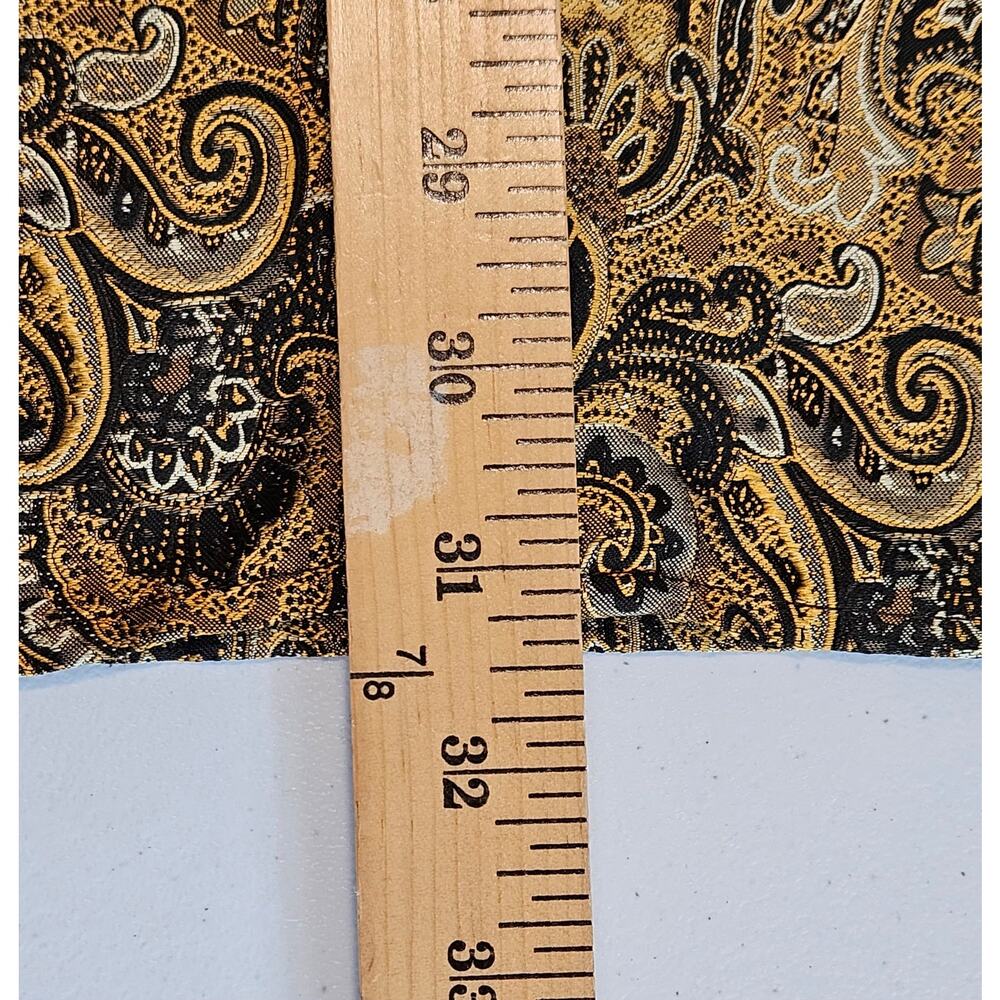 Barry Wang Mens 2XL Gold Black Paisley Silk Blend Button Front Dress Shirt - Picture 10 of 10